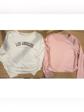 Los Angeles CA Graphic Long Sleeve Top & Pink Ruched Long Sleeve 11-12 yr size